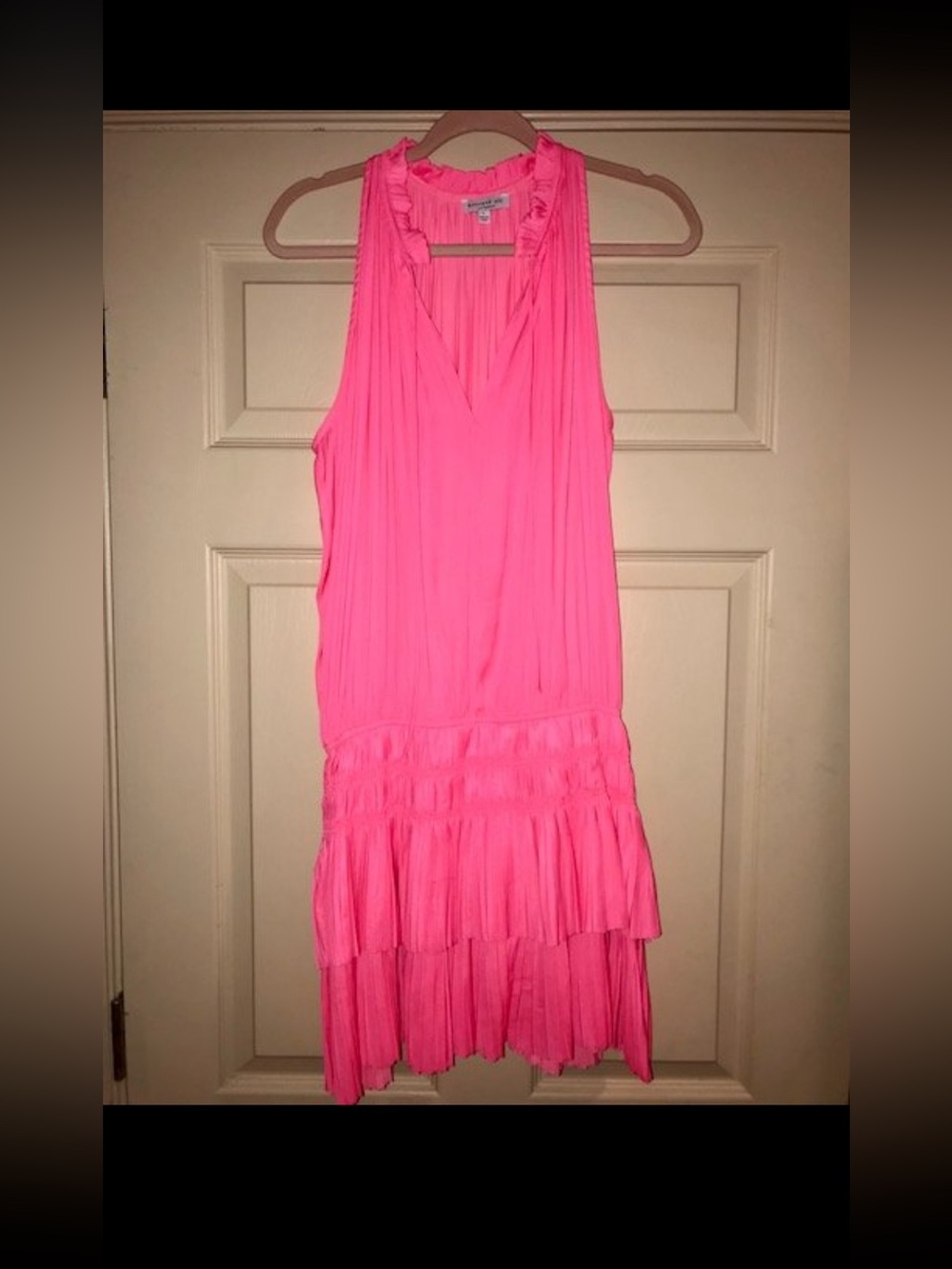 Current Air Los Angeles Cara Coral Pink Sleeveless Ruffle Tiered Mini Dress